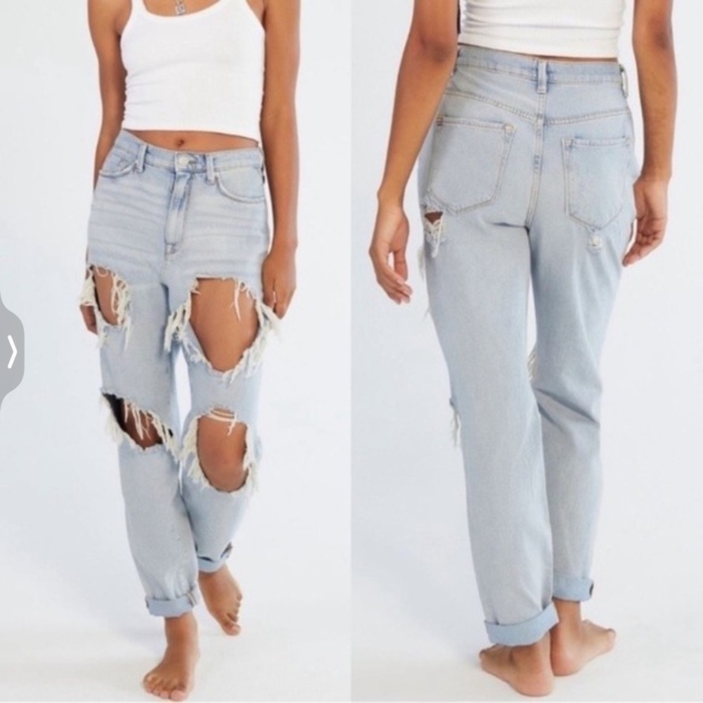BDG Jeans Women’s Blue Medium Fade Ripped Distressed Jeans Slim High Rise